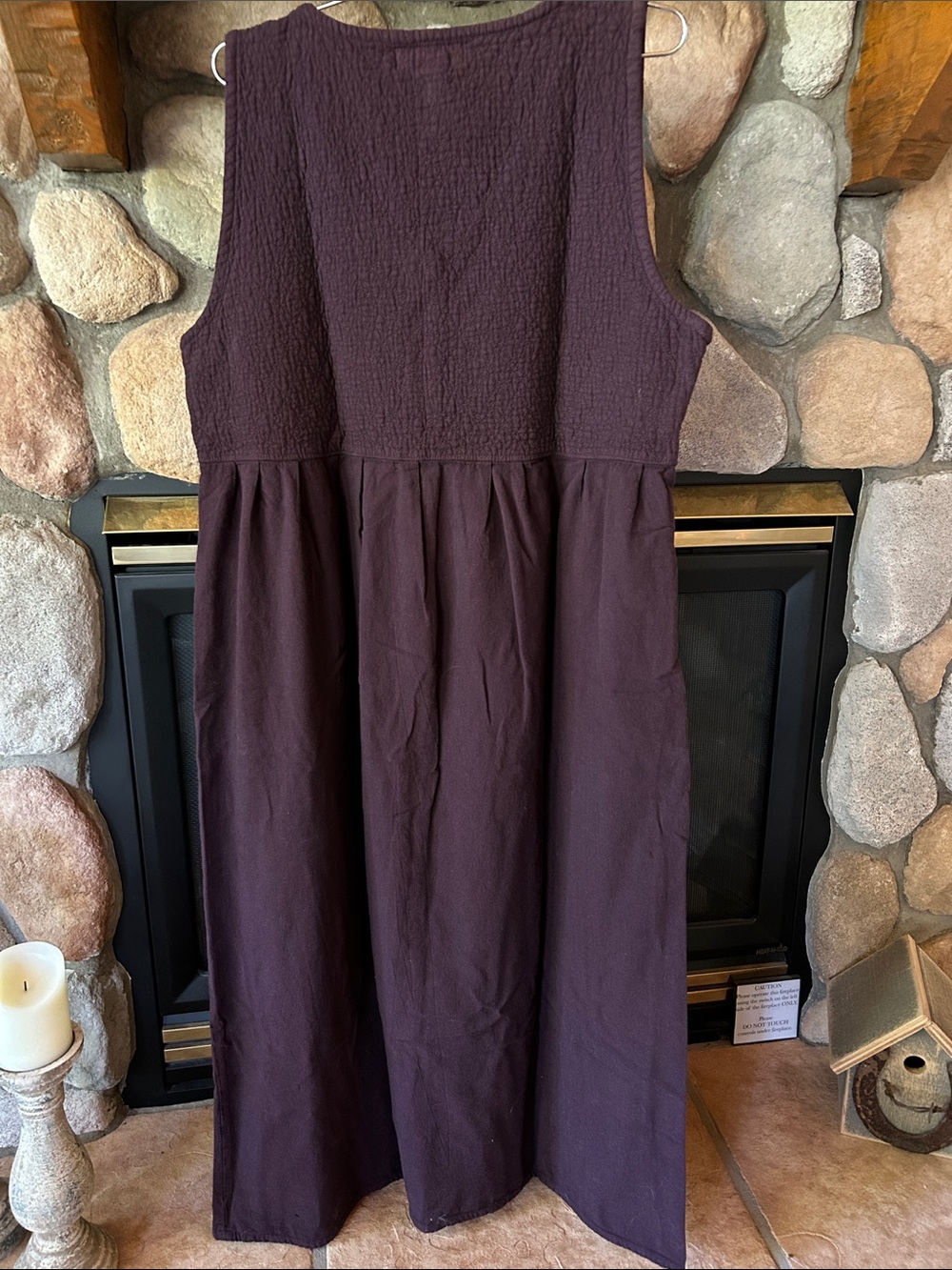Orvis Women's Plum Sleeveless V-Neck Button-Front Layering Jumper Dress, Size L - Picture 2 of 10
